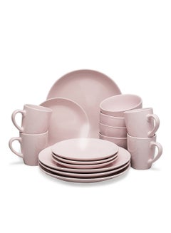 سعر 16-Piece Stoneware Dinner Set Plates, Bowls, Mugs, Serves 4 Rust فى