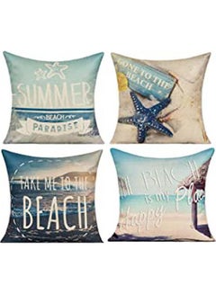 Buy Beach House Throw Pillow Covers For Outdoor Patio Furniture Summer Ocean Decorative Combination Multicolour 40*40inch in Egypt