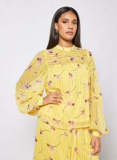 Buy Floral Print Blouse Yellow in UAE