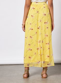 Buy Floral Print Maxi Skirt Yellow in UAE