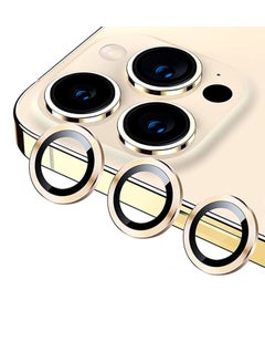 Buy 9H Glass Individual Ring Camera Lens Protector For Apple iPhone 13 Pro Max Gold in UAE
