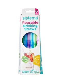 Buy Reusable Drinking Straw, 6 Pieces Multicolour in Saudi Arabia