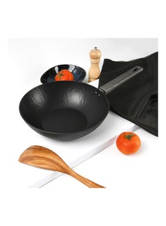 Buy Wok Pan Aluminum With Induction Bottom Vela Rock Series Non-Stick Black/Silver 28x8cm in UAE
