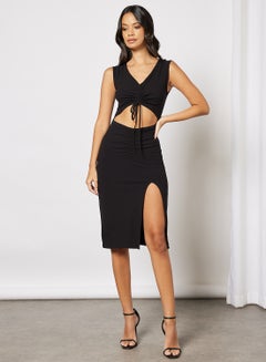 Buy Cut Out Midi Dress Black in Saudi Arabia