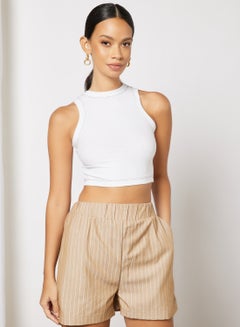 Buy Sleeveless Crop Top White in UAE