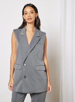 Buy Margot Oversized Sleeveless Blazer Grey in UAE