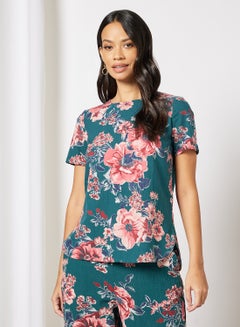 Buy Floral Top Teal in UAE