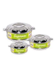 اشتري 3-Piece Hot-Pot Stainless Steel Casserole Set 1.5, 2.5, 3.5 L Silver في السعودية