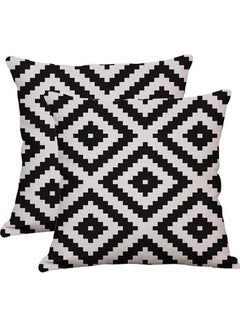 اشتري Set Of 2 Cotton Linen Cushion Cover linen Modern Geometric 16x16inch في مصر