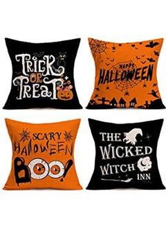 اشتري 4 Pieces Halloween Pillow Covers combination Multicolour 18x18inch في مصر