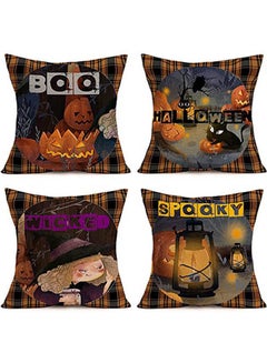 اشتري Happy Halloween Pumpkin Grimace Throw Pillow Covers Combination Multicolour 18x18inch في مصر