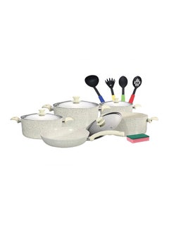 Buy 15-Piece Granite Cookware Set Beige/Black/Silver 28cm in Saudi Arabia