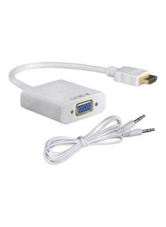 Buy Hdmi Input To Vga Adapter Male To Female 1080P Video Converter From Hdmi To Vga Cord Cable Connector With Audio And Micro Usb Powered For Pc-Laptop-Monitor White in Egypt