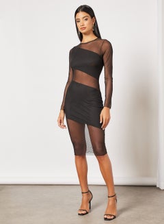 اشتري Sheer Mini Dress أسود في السعودية