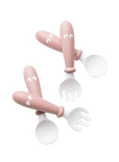 Buy 4-Piece Baby Spoon And Fork - Powder Pink in UAE