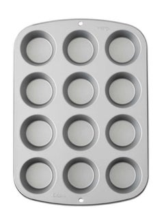 Buy 12-Cup Recipe Right Cup Muffin Pan Grey 14x10.25inch in UAE