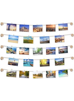 اشتري Clip Photo Display  10 Wooden Button Holders For Wall Decor Hanging Photos Beige في مصر