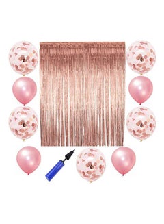 Buy Foil Curtains Metallic Fringe Curtains Shimmer Curtain- 5Pcs   Confetti Balloon-10Pcs Pink in Egypt