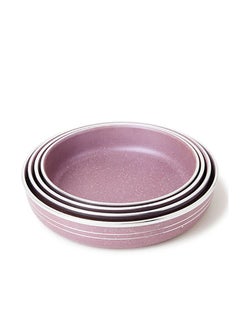 Buy 4-Piece Flat Base Non-Stick Granite Bakeware Pan Beige/Brown 24/26/28/30cm in UAE