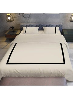 Buy Decorative Duvet Cover Inner Border Design Cotton White 180x220cm in Egypt