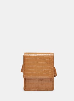 Buy Croc Textured Belt Bag Brown in UAE