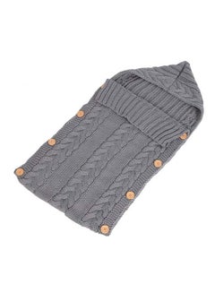 Buy Fabric Knitted Comfortable Baby Blanket For Outdoor Strolling And Traveling-Grey in UAE