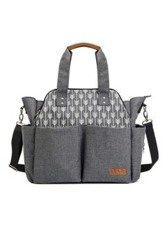 Buy Polyester Multifunctional Waterproof Mother Baby Diaper Bag, Grey in Saudi Arabia