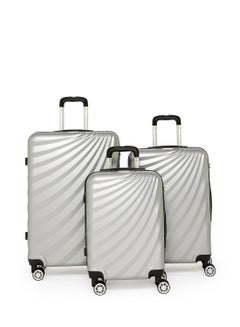 Buy 3-Piece ABS Hardside Spinner Iron Rod Luggage Trolley Set With TSA Lock 20/24/28 Inch Silver in UAE