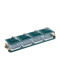 Buy 9-Piece Candy Box With Tray Set Green/Gold/Clear 40x5x10cm in Saudi Arabia