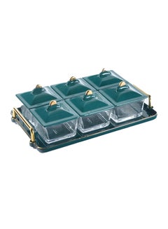 Buy 13-Piece Candy Box with Tray Set Green/Gold/Clear 32x5x20cm in Saudi Arabia