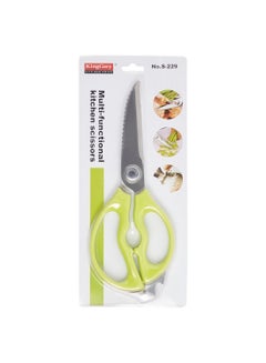 Buy Stainless Steel Kitchen Scissors With Solid Plastic Handle Silver-Green 22cm in Egypt