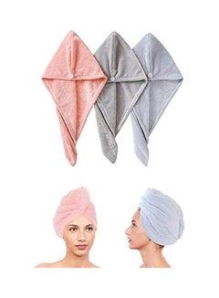 Buy 3 Pack Hair Towel Wrap Turban Microfiber Drying Bath Shower Head Towel Multicolour in Egypt