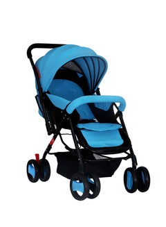 Buy Stylish Foldable Portable Comfortable Seat Recline Canopy Baby Stroller Cum Pram - Blue in Saudi Arabia