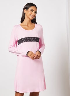 Buy Women's Casual Contrast Front Mini Dress Light Pink/Black in UAE