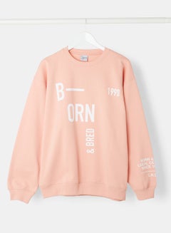 Buy Printed Sweatshirt Pink in Saudi Arabia