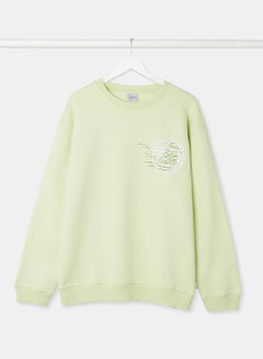 Buy Printed Sweatshirt Light Green in Saudi Arabia