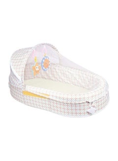 اشتري Lightweight Portable Baby Travel Bassinet With Soothing Sounds And Light-White/Pink في الامارات