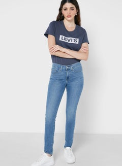 Buy High Waist Skinny Jeans For Women Blue in UAE