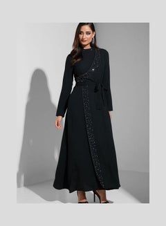 Buy Overlap Detail Dress Black in Saudi Arabia