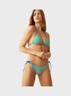 اشتري Tie Detail Printed Bikini Bottom أخضر في الامارات