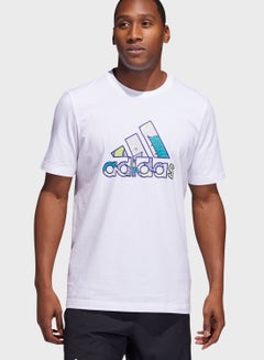 Buy Badge Of Sport Graphic Print Crew Neck T-Shirt For Men White in Saudi Arabia