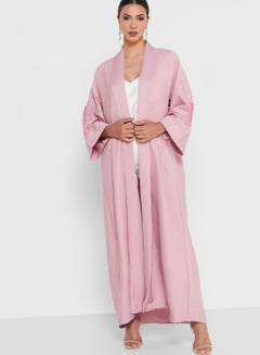 Buy Embroidered Sleeve Abaya For Women Pink in Saudi Arabia