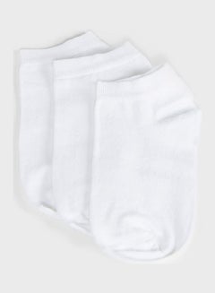 Buy Pack Of 3 Extra Low Cut Socks With Antibacterial Finish White in UAE