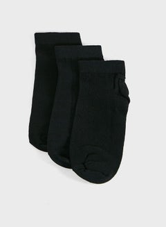 Buy Pack Of 3 Ankle Socks With Antibacterial Finish Black in UAE