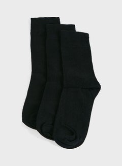 اشتري Pack Of 3 Crew Socks With Antibacterial Finish Black في الامارات