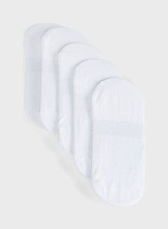 Buy Pack Of 5 Invisible Socks With Antibacterial Finish White in UAE