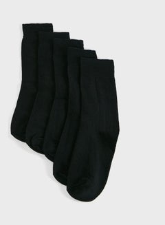 Buy Pack Of 5 Crew Socks With Antibacterial Finish Black in UAE