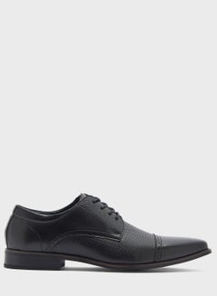 Buy Emboss Textured Formal Lace Ups Black in UAE