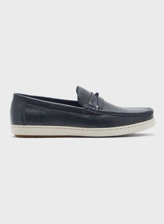 Buy Faux Leather Casual Loafers Navy in UAE
