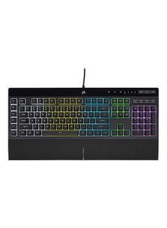 اشتري Corsair K55 RGB PRO Wired Membrane Gaming Keyboard (Dynamic Per-Key RGB Backlighting, 6 Macro Keys w/Elgato Software Integration, IP42 Dust and Spill-Resistant, Detachable Palm Rest) QWERTY, Black في الامارات